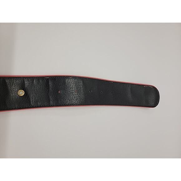 CARLISLE Vintage Leather XL Red Belt W/Hammered Gold Tone Disks Statement Buckle main image 12